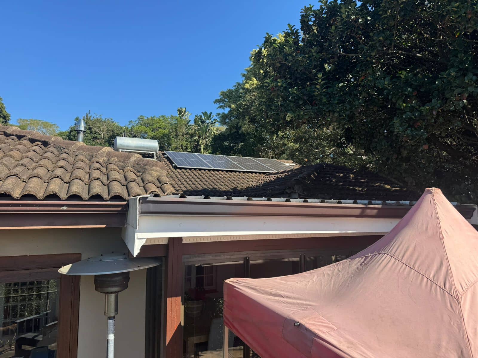 Solar panels, solar geyser and gazebo